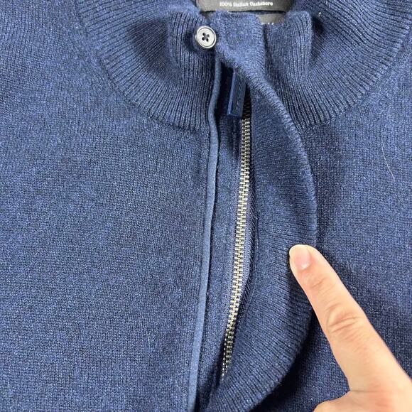 Nordstrom Preppy Old Money Men's Navy 100% Italian Cashmere Sweater Size: XL - Picture 4 of 8
